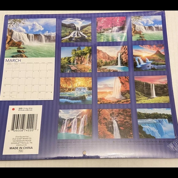 2025 Waterfalls Carousal Wall 16 Month 11 x 10 Calendar Sealed. - Picture 2 of 4